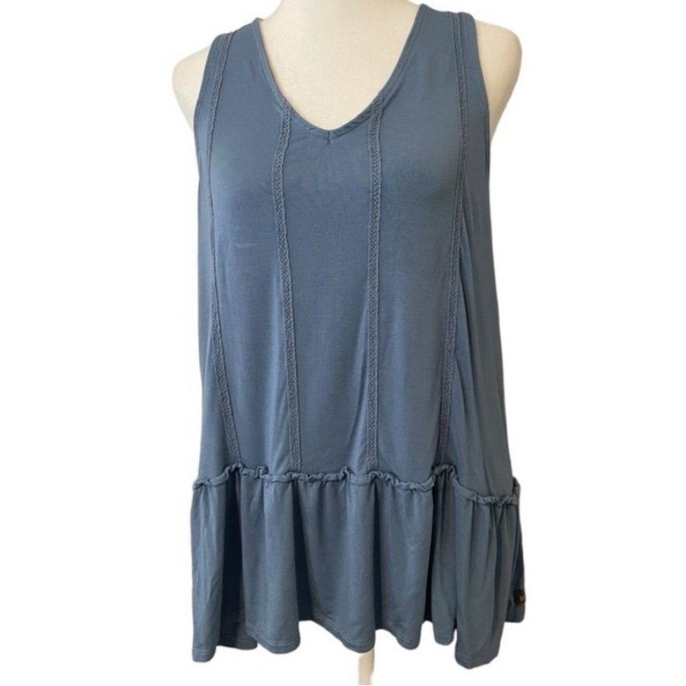 Matilda Jane Just Imagine Halle Ruffle Tank Top Sz. Medium blue - Picture 2 of 5